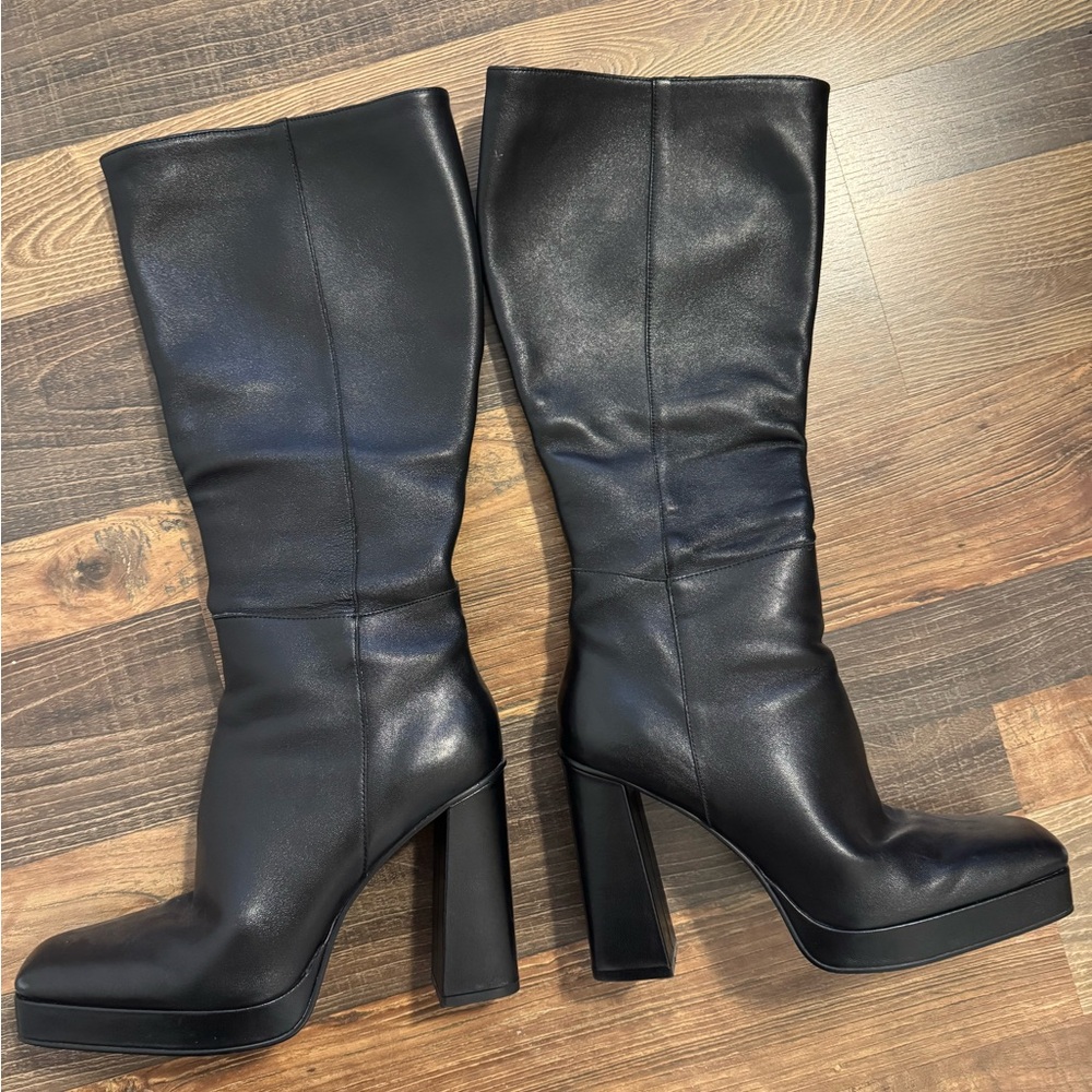 Steve Madden Frankie Black Leather Boots - Picture 4 of 4
